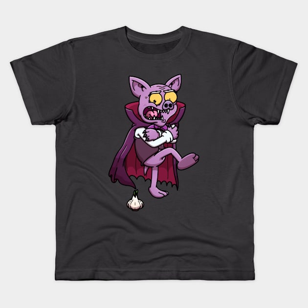 Scared Old Vampire Bat Kids T-Shirt by TheMaskedTooner